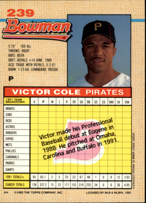 thumbnail 263  - A6548- 1992 Bowman Baseball Cards 1-263 +Rookies -You Pick- 10+ FREE US SHIP