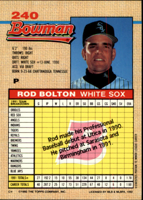 thumbnail 265  - A6548- 1992 Bowman Baseball Cards 1-263 +Rookies -You Pick- 10+ FREE US SHIP