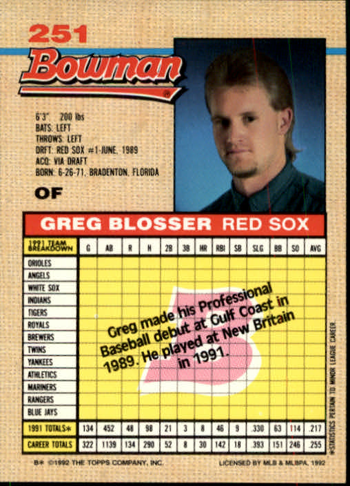 thumbnail 284  - A6548- 1992 Bowman Baseball Cards 1-263 +Rookies -You Pick- 10+ FREE US SHIP
