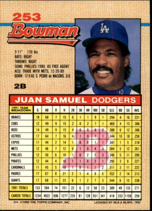 thumbnail 288  - A6548- 1992 Bowman Baseball Cards 1-263 +Rookies -You Pick- 10+ FREE US SHIP