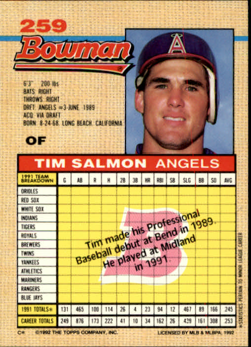 thumbnail 419  - A6548- 1992 Bowman Baseball Cards 1-263 +Rookies -You Pick- 10+ FREE US SHIP