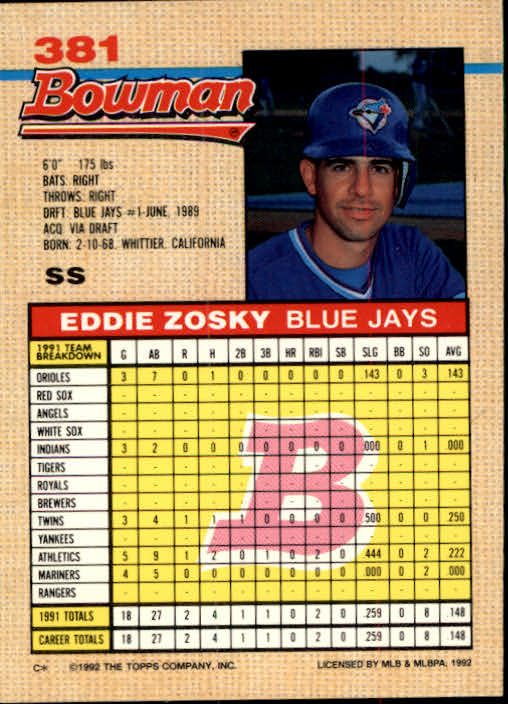 A6548- 1992 Bowman Baseball Cards 264-534 +Rookies -You Pick- 15+ FREE US SHIP - Picture 161 of 374