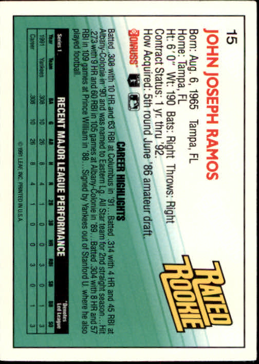 thumbnail 31 - A9587- 1992 Donruss Baseball Cards 1-250 +Rookies -You Pick- 10+ FREE US SHIP