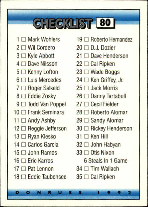 thumbnail 152 - 1992 Donruss Baseball (Pick Card From List)