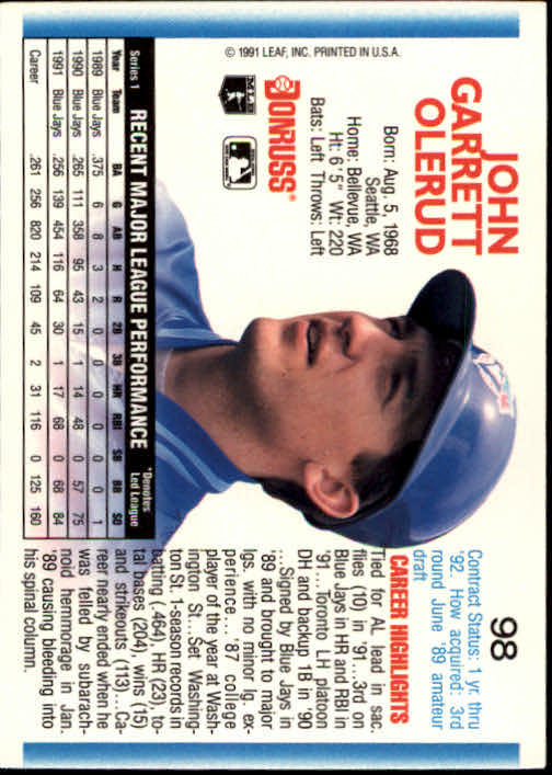 thumbnail 195 - A9587- 1992 Donruss Baseball Cards 1-250 +Rookies -You Pick- 10+ FREE US SHIP