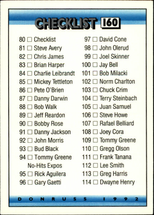 thumbnail 120 - 1992 Donruss Baseball Card Pick 101-284