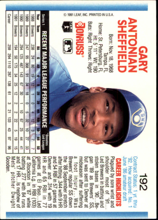 thumbnail 185 - 1992 Donruss Baseball Card Pick 101-284