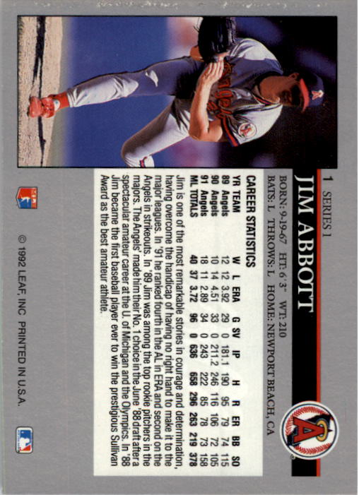 1992 Leaf Baseball Card Pick 1-100 - Picture 3 of 201