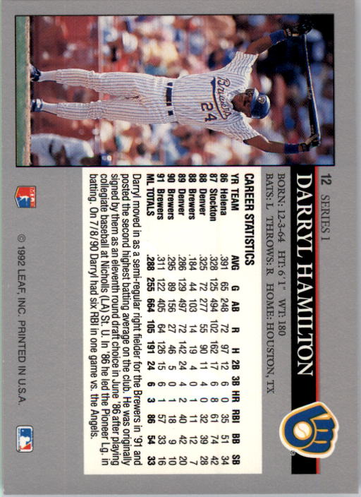 1992 Leaf Baseball Card Pick 1-100 - Picture 25 of 201