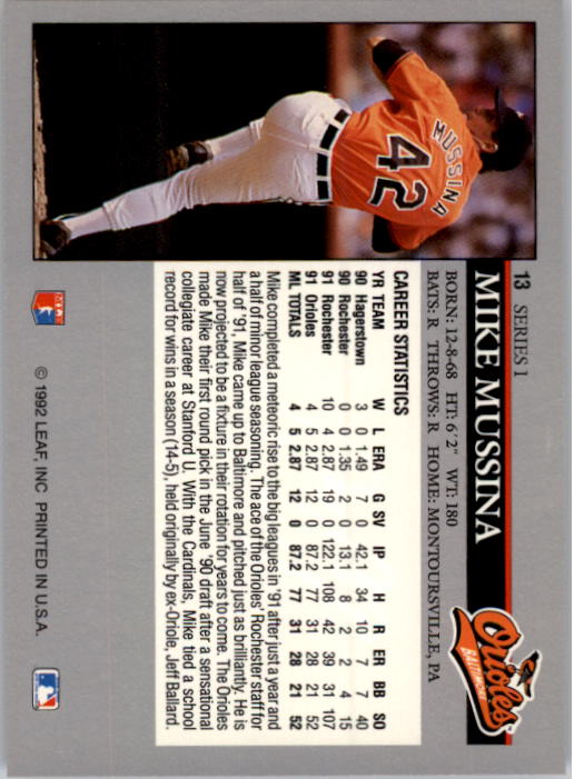 1992 Leaf Baseball Card Pick 1-100 - Picture 27 of 201