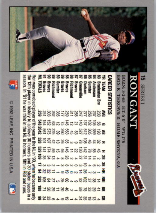 1992 Leaf Baseball Card Pick 1-100 - Picture 31 of 201