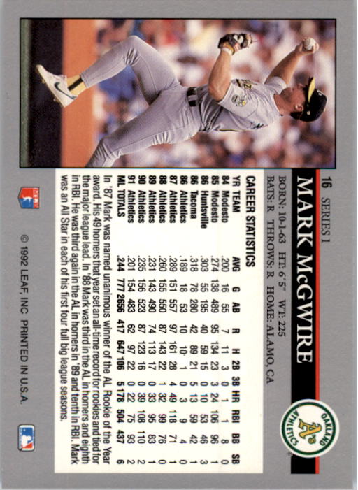 1992 Leaf Baseball Card Pick 1-100 - Picture 33 of 201