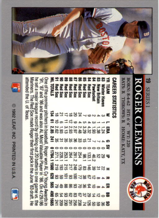 1992 Leaf Baseball Card Pick 1-100 - Picture 39 of 201