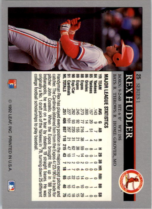 1992 Leaf Baseball Card Pick 1-100 - Picture 51 of 201