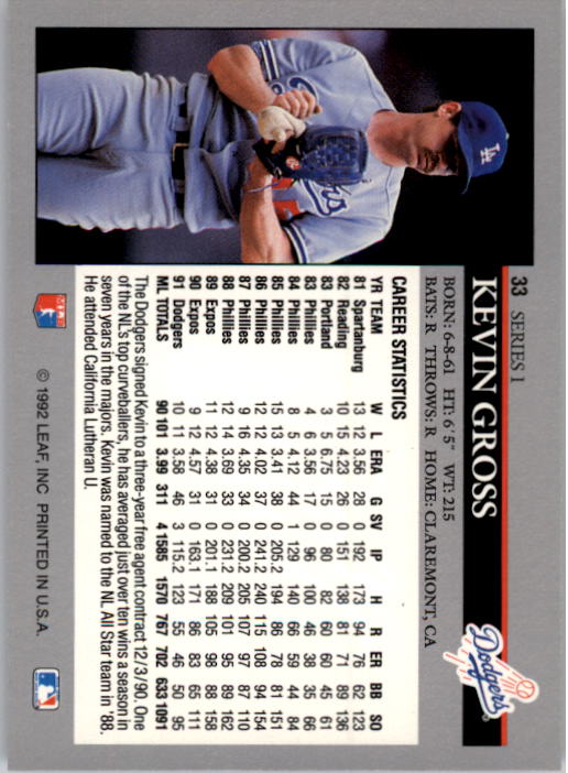 1992 Leaf Baseball Card Pick 1-100 - Picture 67 of 201