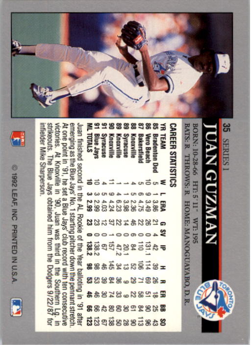 1992 Leaf Baseball Card Pick 1-100 - Picture 71 of 201