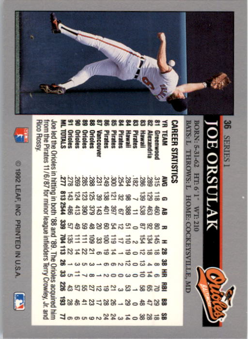 1992 Leaf Baseball Card Pick 1-100 - Picture 73 of 201