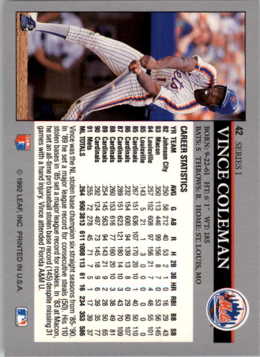 1992 Leaf Baseball Card Pick 1-100 - Picture 85 of 201