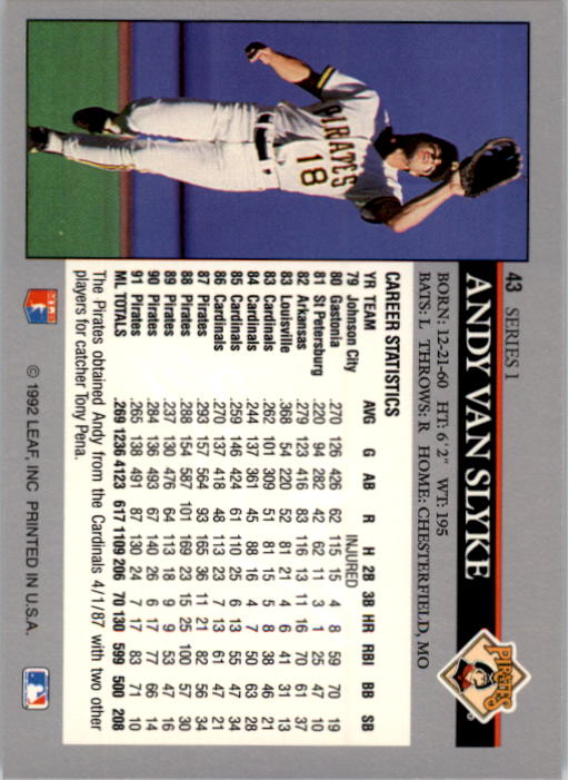 1992 Leaf Baseball Card Pick 1-100 - Picture 87 of 201