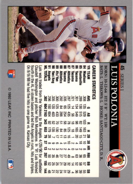 1992 Leaf Baseball Card Pick 1-100 - Picture 91 of 201
