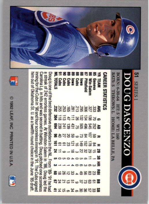 1992 Leaf Baseball Card Pick 1-100 - Picture 103 of 201