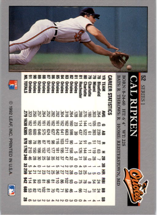 1992 Leaf Baseball Card Pick 1-100 - Picture 105 of 201