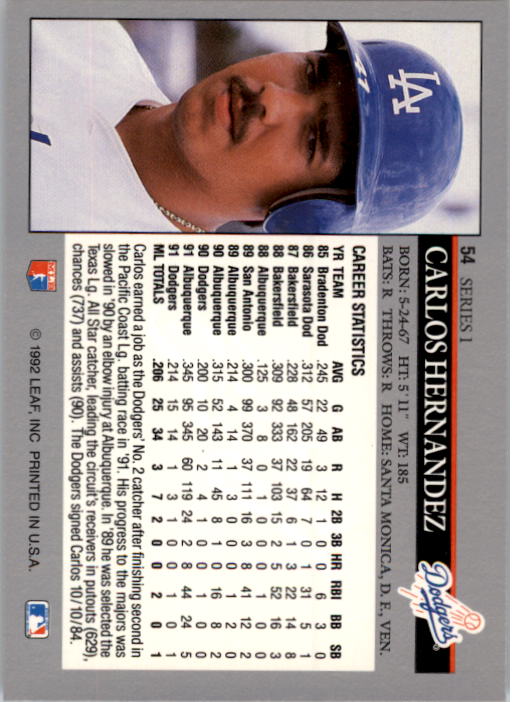 1992 Leaf Baseball Card Pick 1-100 - Picture 109 of 201