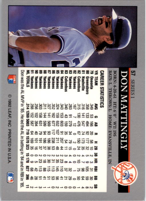 1992 Leaf Baseball Card Pick 1-100 - Picture 115 of 201