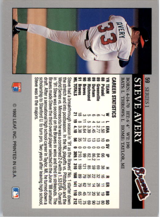 1992 Leaf Baseball Card Pick 1-100 - Picture 119 of 201
