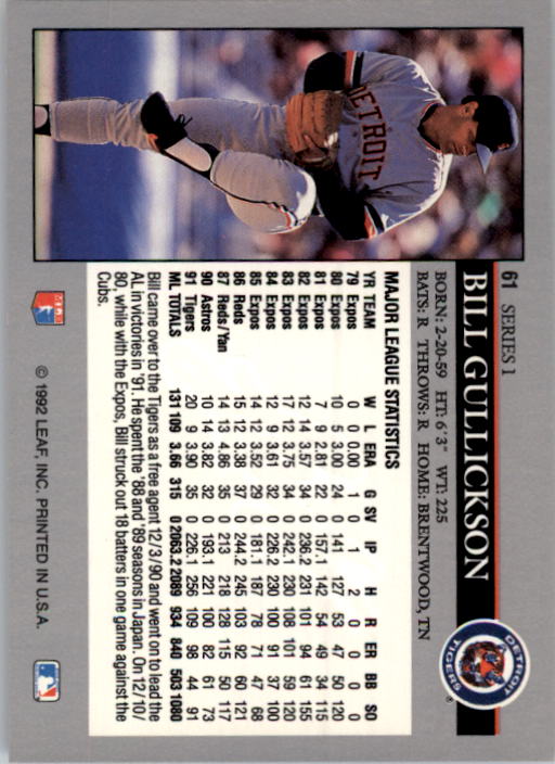 1992 Leaf Baseball Card Pick 1-100 - Picture 123 of 201