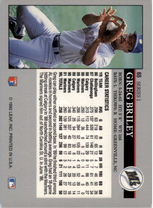 1992 Leaf Baseball Card Pick 1-100 - Picture 131 of 201