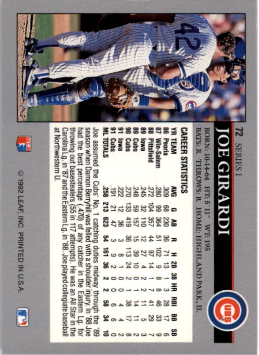 1992 Leaf Baseball Card Pick 1-100 - Picture 145 of 201
