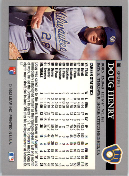 1992 Leaf Baseball Card Pick 1-100 - Picture 161 of 201