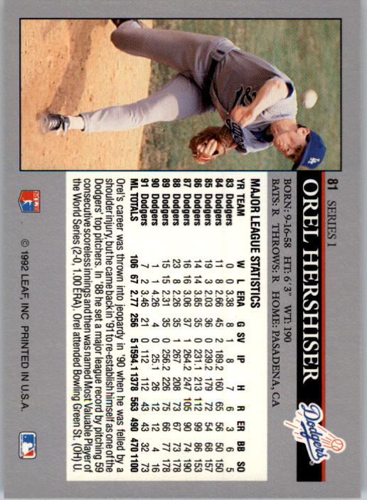 1992 Leaf Baseball Card Pick 1-100 - Picture 163 of 201