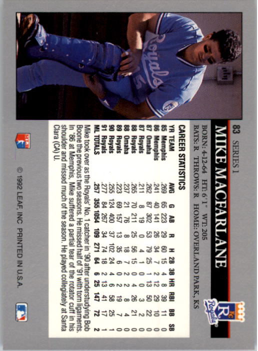 1992 Leaf Baseball Card Pick 1-100 - Picture 167 of 201