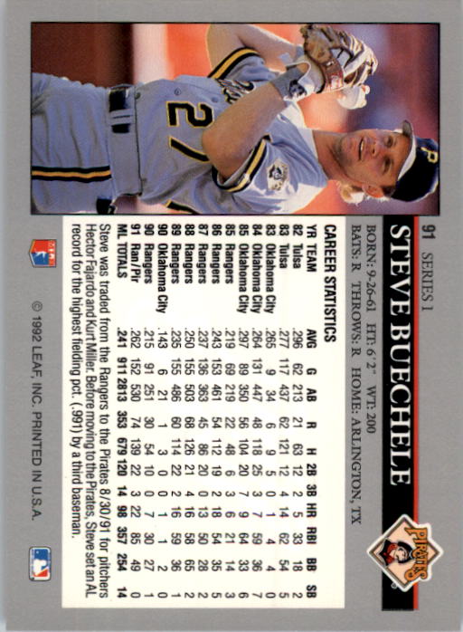 1992 Leaf Baseball Card Pick 1-100 - Picture 183 of 201