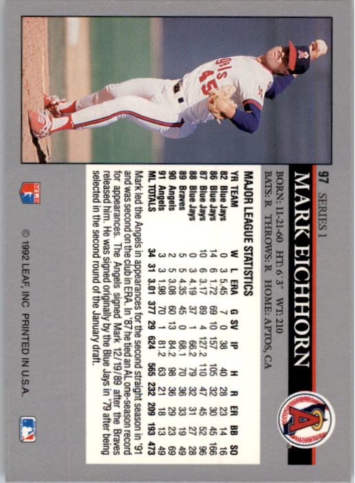 1992 Leaf Baseball Card Pick 1-100 - Picture 195 of 201