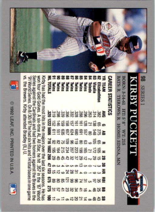 1992 Leaf Baseball Card Pick 1-100 - Picture 197 of 201