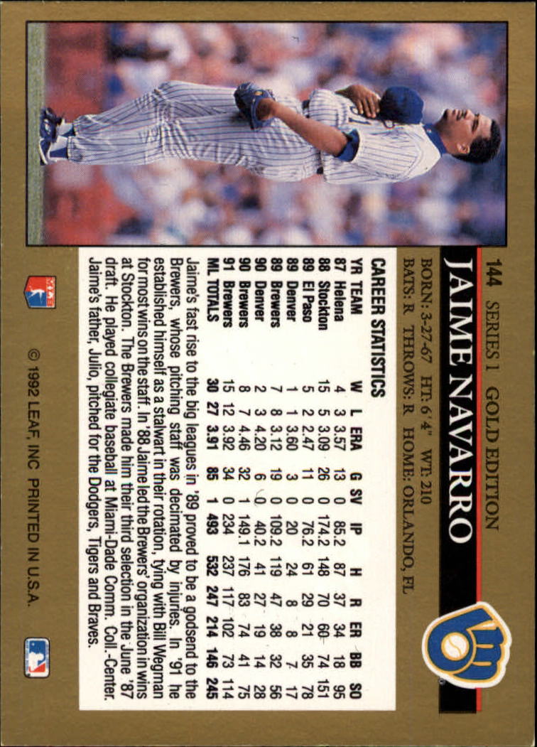 1992 Leaf Baseball "Black Gold" Parallel Cards #1 to #264 - Bild 153 von 262