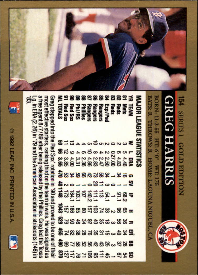1992 Leaf Baseball "Black Gold" Parallel Cards #1 to #264 - Bild 158 von 262