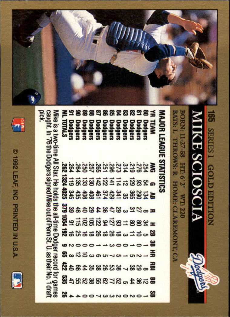 1992 Leaf Baseball "Black Gold" Parallel Cards #1 to #264 - Bild 167 von 262