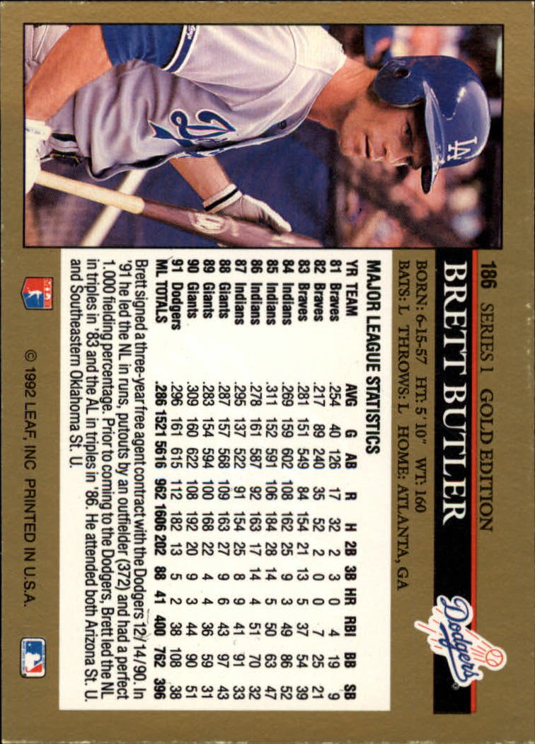 1992 Leaf Baseball "Black Gold" Parallel Cards #1 to #264 - Bild 186 von 262