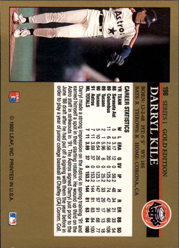 1992 Leaf Baseball "Black Gold" Parallel Cards #1 to #264 - Bild 195 von 262