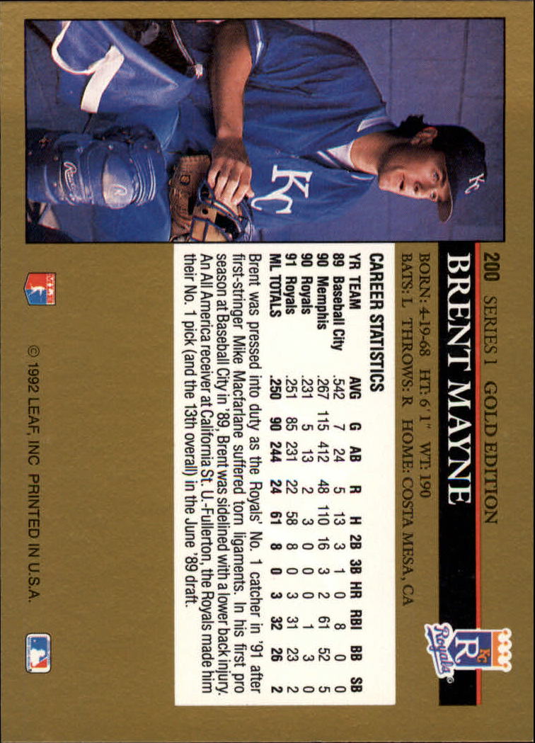 1992 Leaf Baseball "Black Gold" Parallel Cards #1 to #264 - Bild 199 von 262