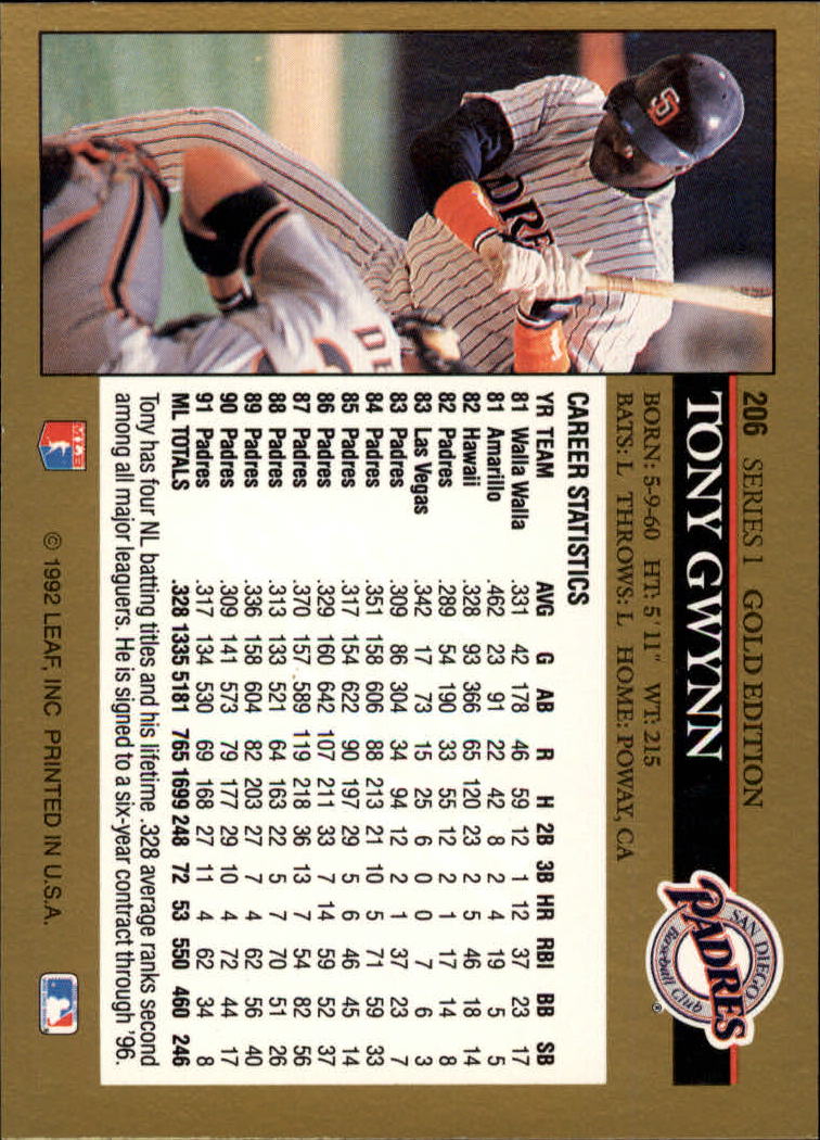 1992 Leaf Baseball "Black Gold" Parallel Cards #1 to #264 - Bild 207 von 262