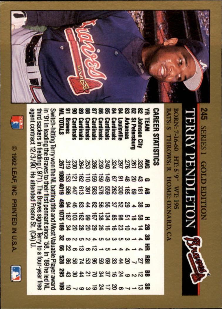 1992 Leaf Baseball "Black Gold" Parallel Cards #1 to #264 - Bild 238 von 262