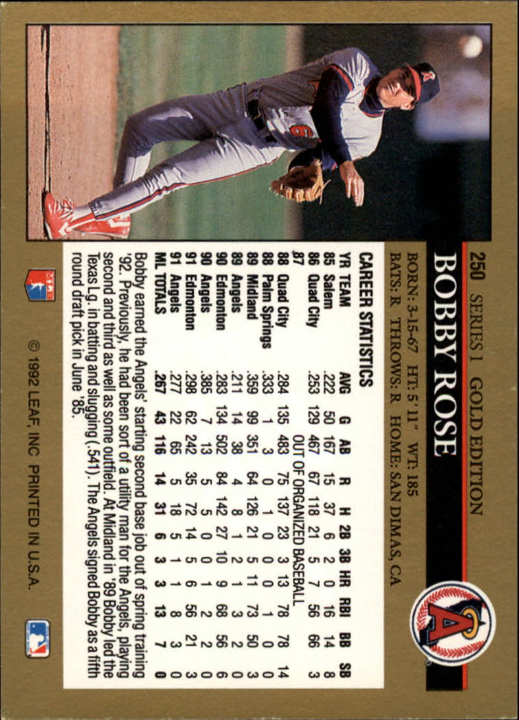 1992 Leaf Baseball "Black Gold" Parallel Cards #1 to #264 - Bild 245 von 262