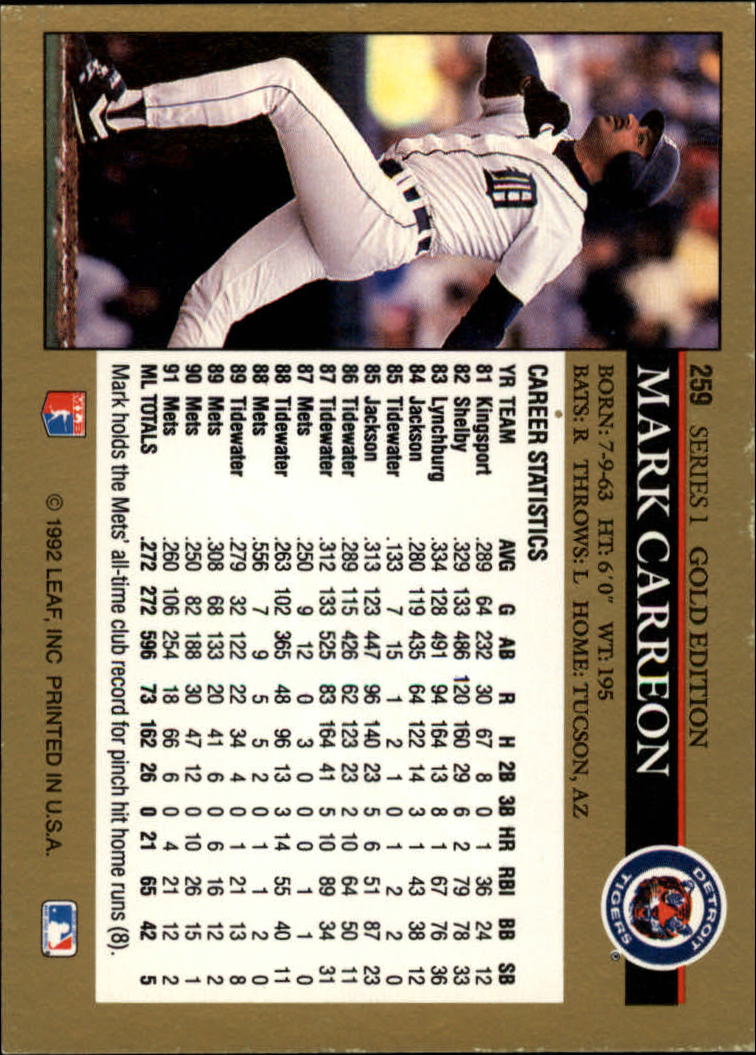 1992 Leaf Baseball "Black Gold" Parallel Cards #1 to #264 - Bild 256 von 262