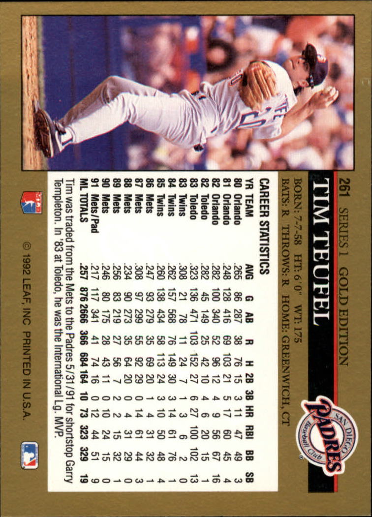 1992 Leaf Baseball "Black Gold" Parallel Cards #1 to #264 - Bild 258 von 262
