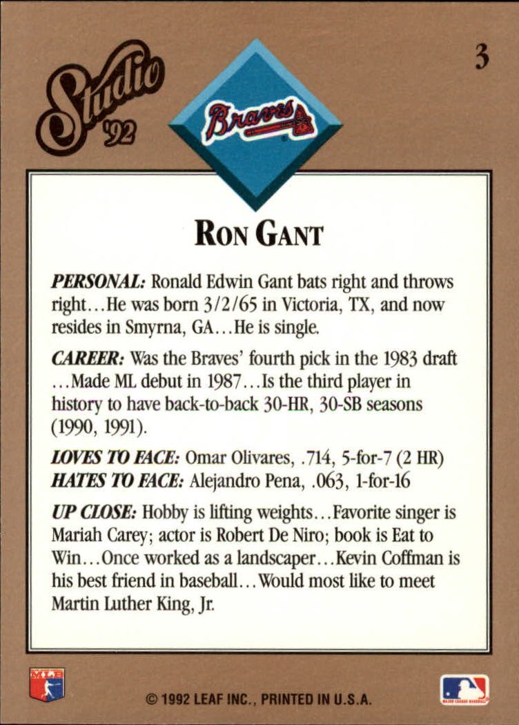 thumbnail 7  - 1992 Studio Baseball Card Pick 1-100
